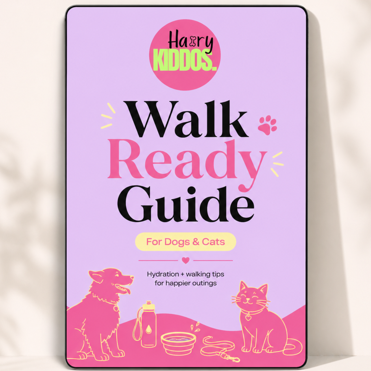 Purple 'Walk Ready Guide' for dogs and cats on a white background